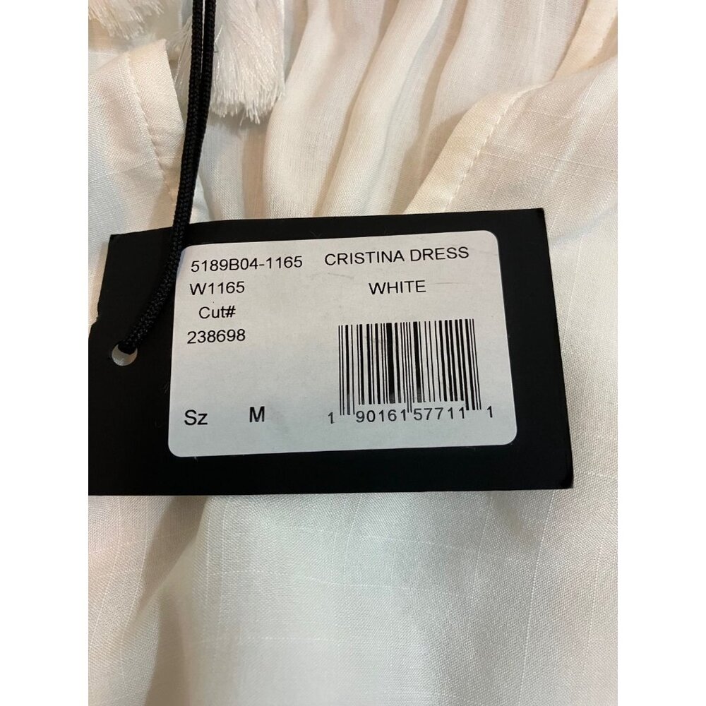 Paige White Short Sleeve Drop Waist Neckline Tie Dress Size Medium NWT - Picture 8 of 8